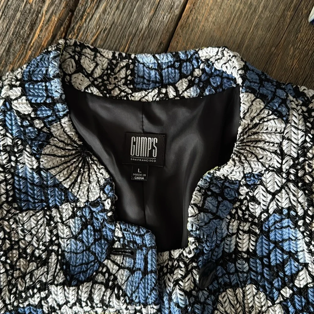 Gump's Geometric Floral Patterned Button-Up Jacket Size Large - Picture 2 of 13